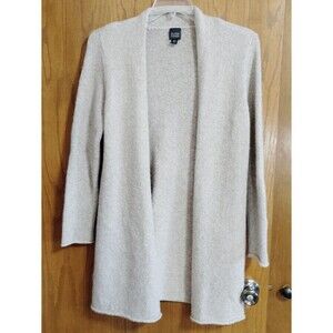 Eileen Fisher XS Cardigan Sweater Open Front Beige Wool Alpaca Blend